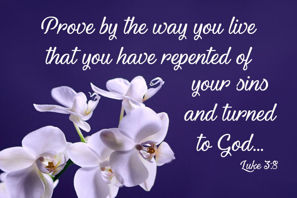 Prove by the way you live that you have repented of your sins and turned to God. Luke 3:8