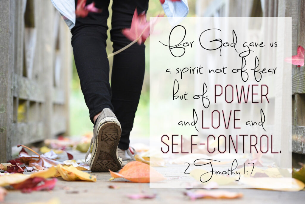 For God gave us a spirit not of fear but of power and love and self-control. 2 Timothy 1:7